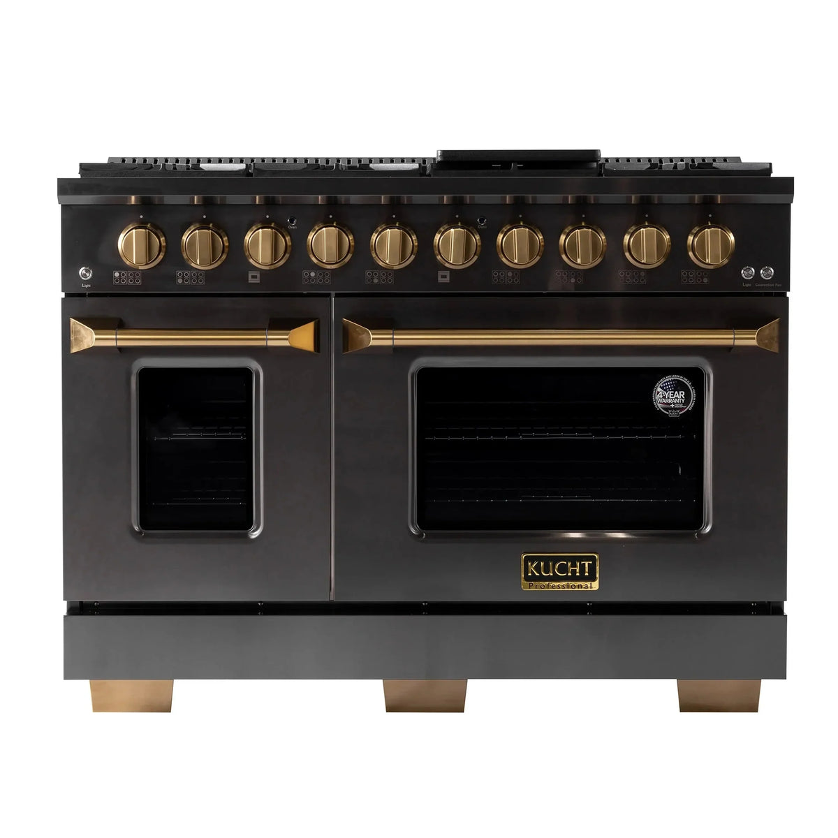KUCHT Gemstone Professional 48-Inch 46.7 Cu. Ft. Dual Fuel Range for Propane Gas with Sealed Burners and Convection Oven in Titanium Stainless Steel KED484/LP