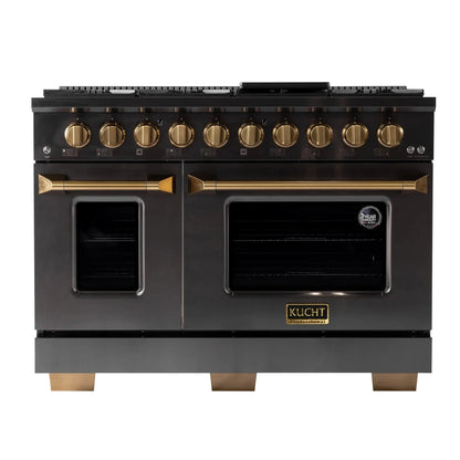 KUCHT Gemstone Professional 48-Inch 46.7 Cu. Ft. Dual Fuel Range for Propane Gas with Sealed Burners and Convection Oven in Titanium Stainless Steel KED484/LP