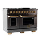KUCHT Gemstone Professional 48-Inch 46.7 Cu. Ft. Dual Fuel Range for Natural Gas with Sealed Burners and Convection Oven in Titanium Stainless Steel KED484