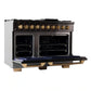 KUCHT Gemstone Professional 48-Inch 6.7 cu. ft. Natural Gas Range with Sealed Burners, Griddle/Grill and Two Ovens - One Convection - in Titanium Stainless Steel KEG483