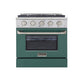 Kucht 30-Inch Pro-Style Dual Fuel Range in Stainless Steel with Green Oven Door KDF302-G