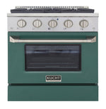 Kucht 30-Inch Pro-Style Dual Fuel Range in Stainless Steel with Green Oven Door KDF302-G