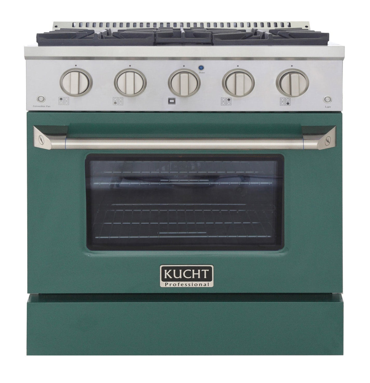 Kucht 30-Inch Pro-Style Dual Fuel Range in Stainless Steel with Green Oven Door KDF302-G
