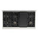 Kucht Signature 48-Inch Gas Range with Convection Oven in White with White Knobs & Gold Handle KNG481-W-GOLD