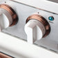 Kucht Signature 48-Inch Gas Range with Convection Oven in White with White Knob & Rose Gold Handle KNG481-W-ROSE
