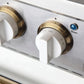 Kucht Signature 48-Inch Gas Range with Convection Oven in White with White Knobs & Gold Handle KNG481-W-GOLD