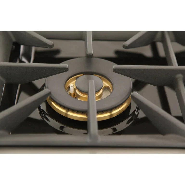 Kucht Signature 48-Inch Gas Range with Convection Oven in White with White Knobs & Gold Handle KNG481-W-GOLD
