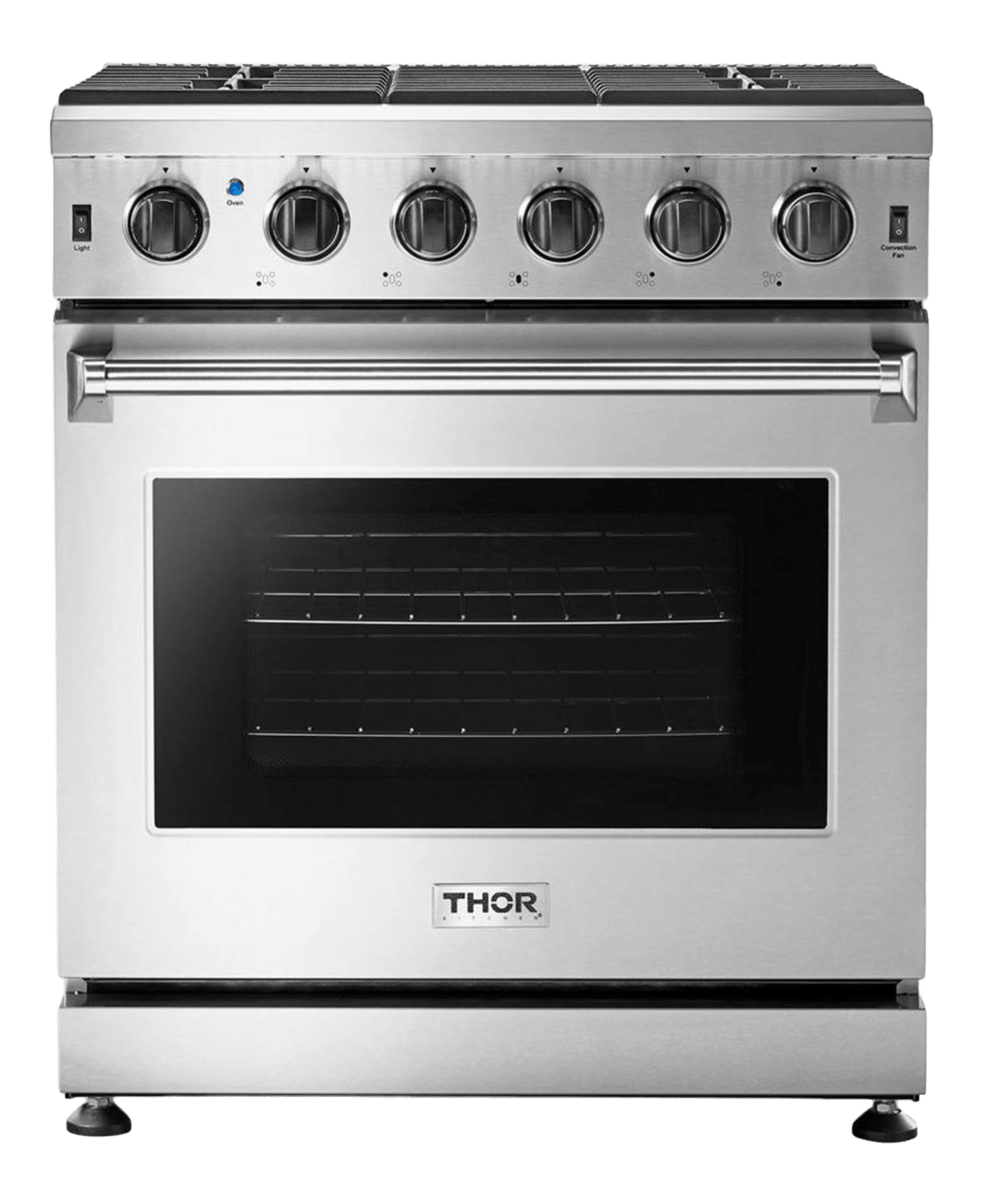 Thor Kitchen 30-Inch Gas Range with 5 Burners, 4.55 cu. ft Oven in Stainless Steel (LRG3001U)