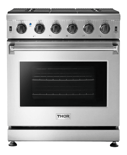 Thor Kitchen 30-Inch Gas Range with 5 Burners, 4.55 cu. ft Oven in Stainless Steel (LRG3001U)