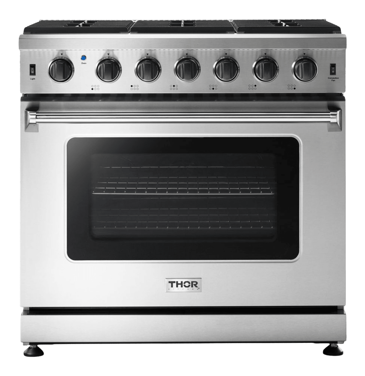 Thor Kitchen 36-Inch 6.0 Cu. Ft Single Oven Professional Gas Range in Stainless Steel (LRG3601U)