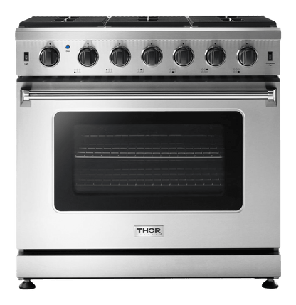 Thor Kitchen 36-Inch 6.0 Cu. Ft Single Oven Professional Gas Range in Stainless Steel (LRG3601U)