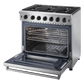 Thor Kitchen 36-Inch 6.0 Cu. Ft Single Oven Professional Gas Range in Stainless Steel (LRG3601U)