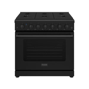 Thor Kitchen 36 Inch L-Series Professional Gas Range in Black