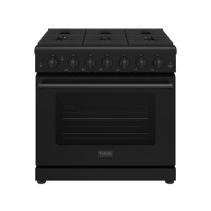 Thor Kitchen 36 Inch L-Series Professional Gas Range in Black (LRG3601UB)