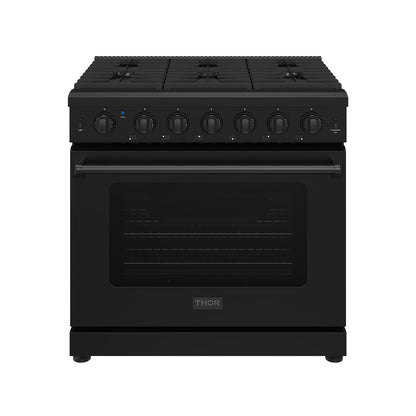 Thor Kitchen 36 Inch L-Series Professional Gas Range in Black (LRG3601UB)