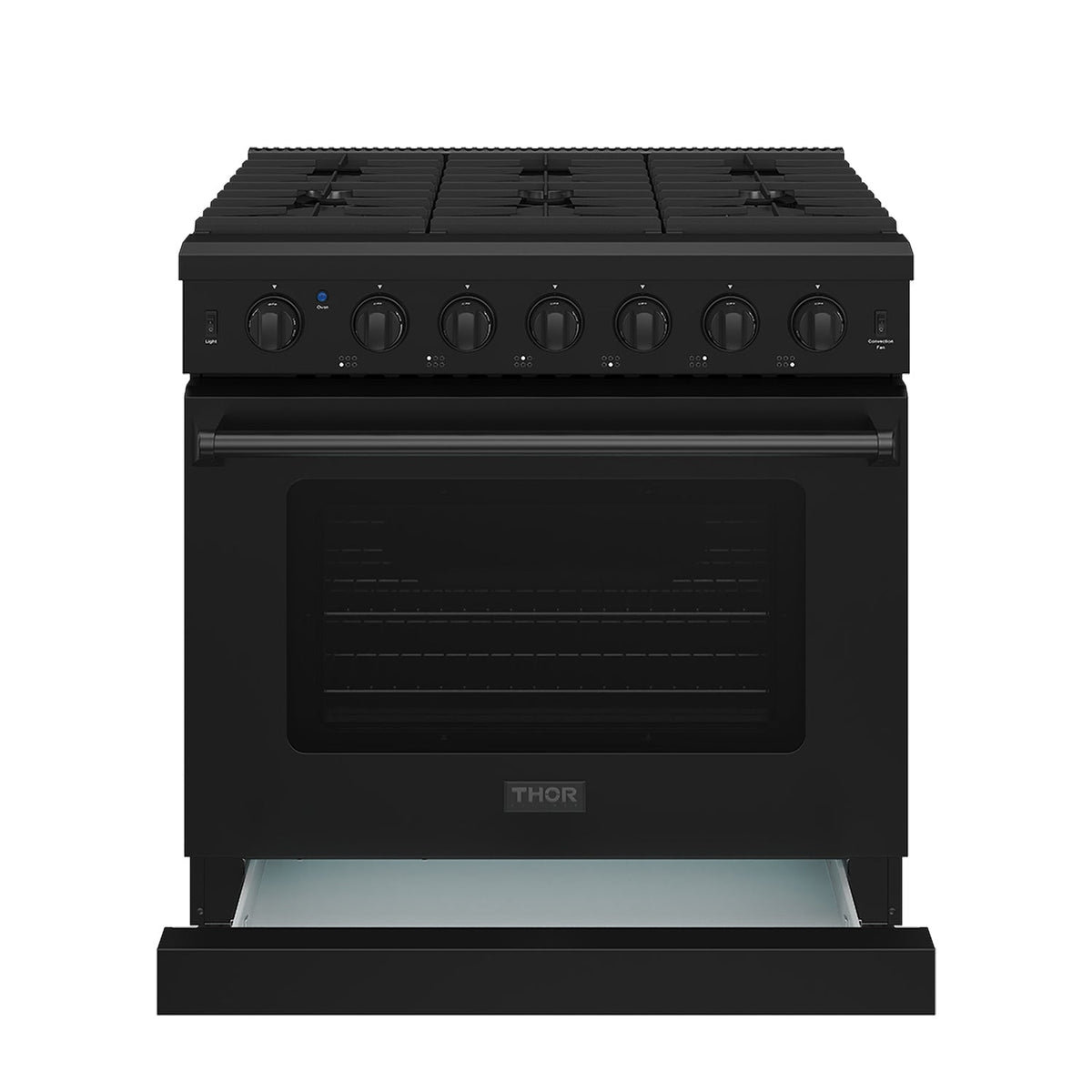 Thor Kitchen 36 Inch L-Series Professional Gas Range in Black (LRG3601UB)