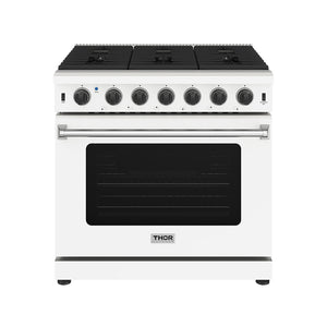 Thor Kitchen 36 Inch L-Series Professional Gas Range in White