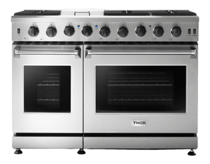 Thor Kitchen 48-Inch 6.8 cu. ft. Double Oven Gas Range in Stainless Steel (LRG4807U)