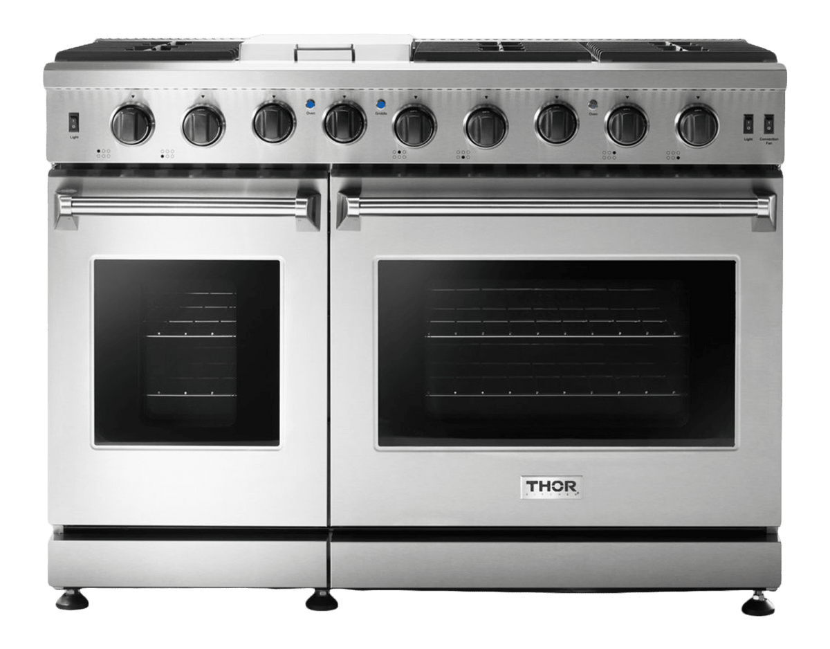 Thor Kitchen 48-Inch 6.8 cu. ft. Double Oven Gas Range in Stainless Steel (LRG4807U)