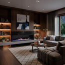Monessen Artisan vent-free linear fireplace with marble surround in living room
