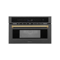ZLINE Autograph Edition 30” 1.6 cu ft. Built-in Convection Microwave Oven in Black Stainless Steel with Accents MWOZ-30-BS