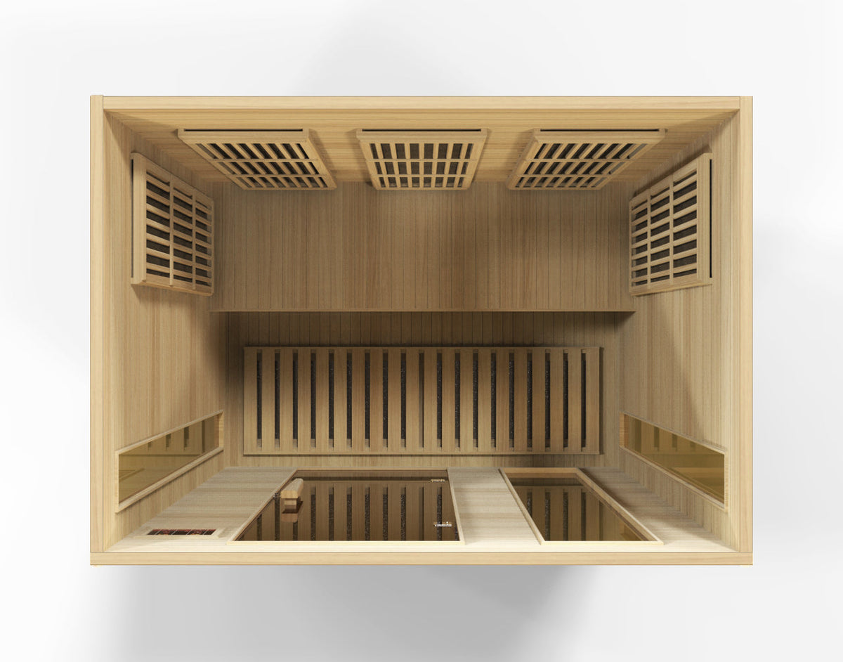 Golden Designs Maxxus 3-Person Near Zero EMF Under 2MG FAR Infrared Sauna Canadian Hemlock - MX-K306-01-ZF