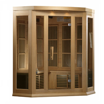 Golden Designs Maxxus 3-Person Corner Near Zero EMF Under 2MG FAR Infrared Sauna Canadian Hemlock - MX-K356-01-ZF