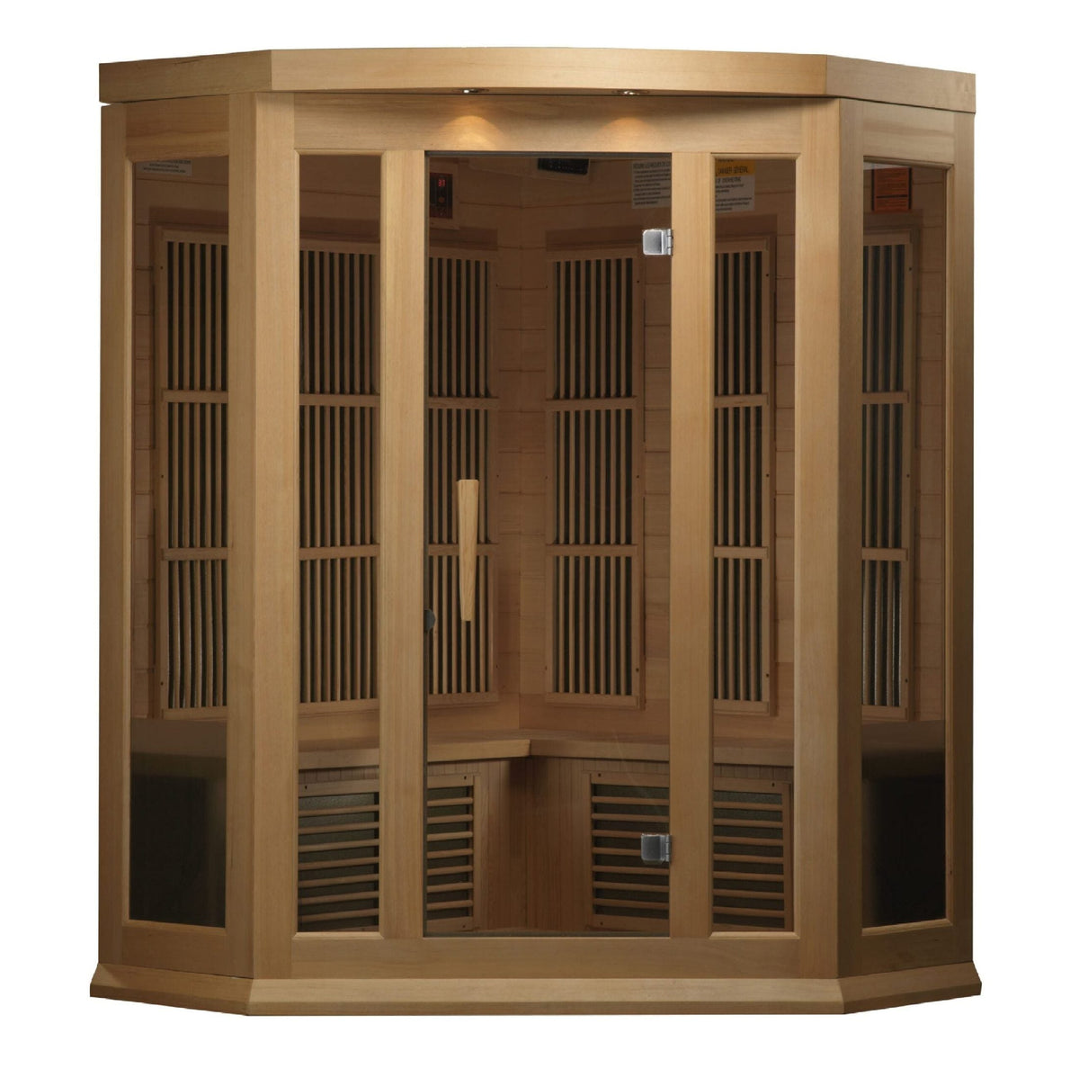 Golden Designs Maxxus 3-Person Corner Near Zero EMF Under 2MG FAR Infrared Sauna Canadian Hemlock - MX-K356-01-ZF