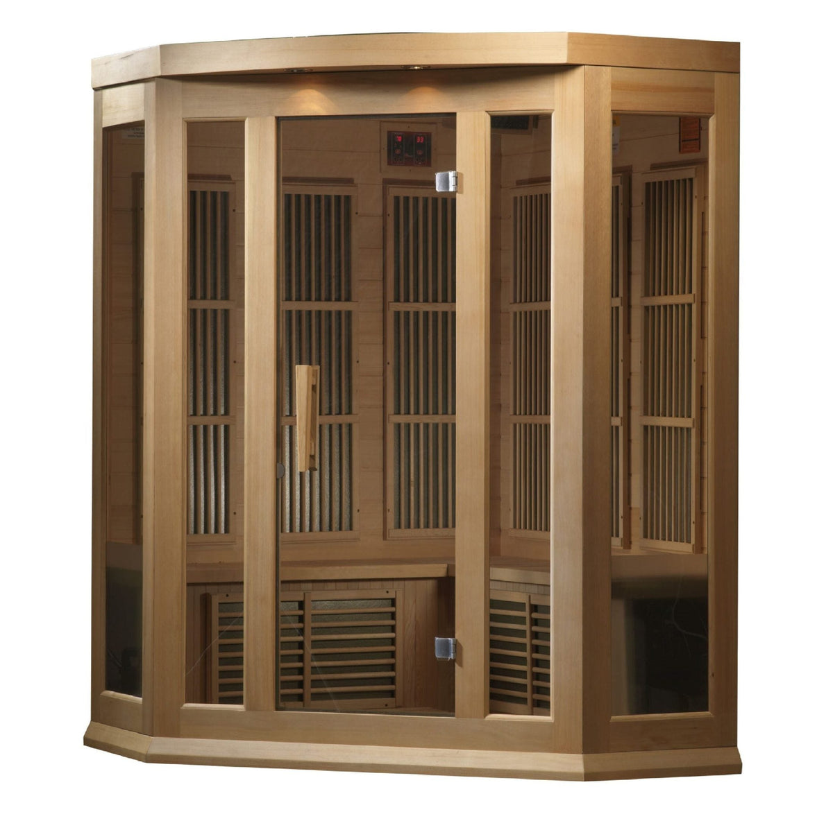 Golden Designs Maxxus 3-Person Corner Near Zero EMF Under 2MG FAR Infrared Sauna Canadian Hemlock - MX-K356-01-ZF