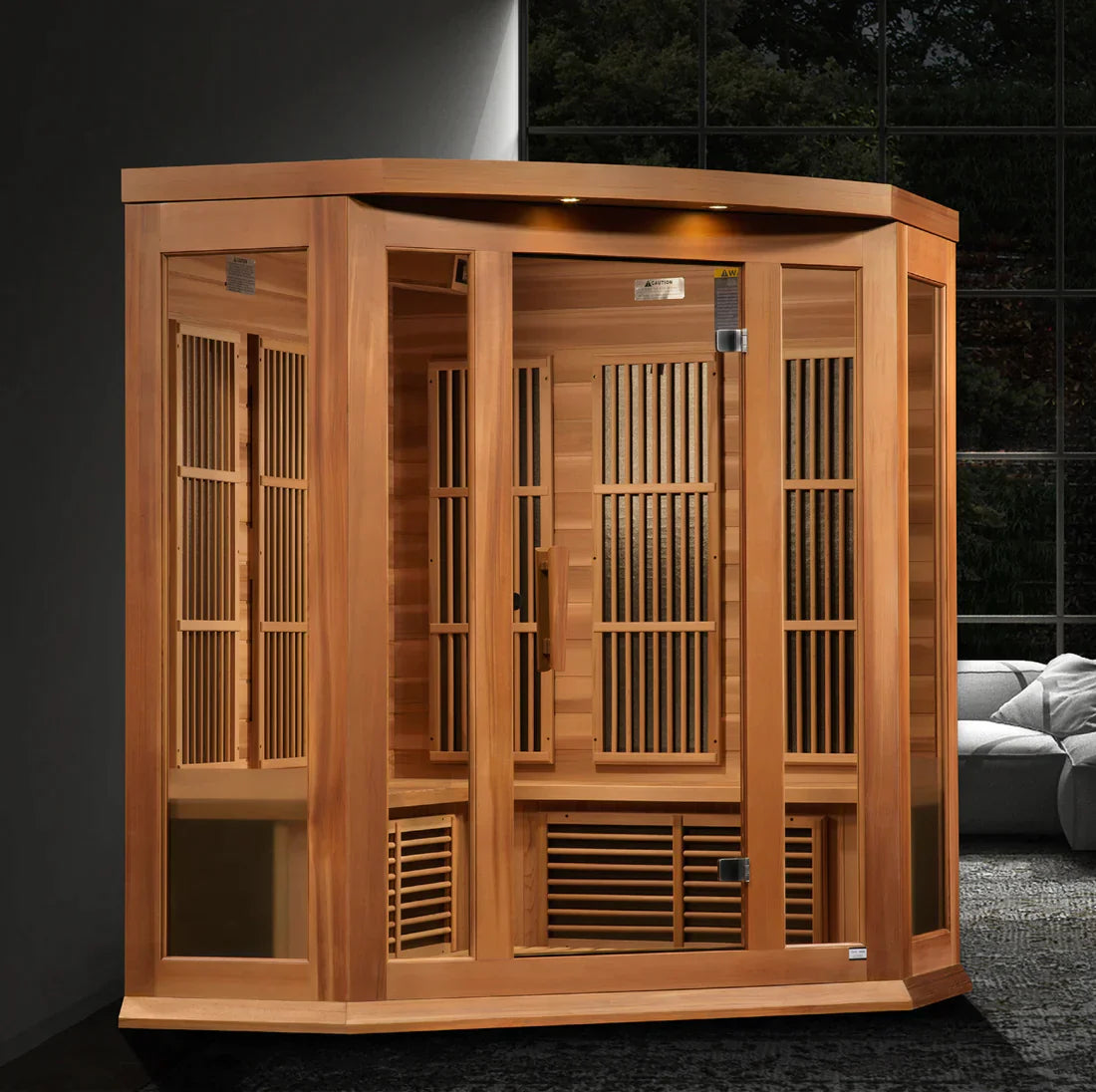 Golden Designs Maxxus 3-Person Corner Full Spectrum Near Zero EMF Under 2MG FAR Infrared Sauna Canadian Red Cedar - MX-M356-01-FS CED