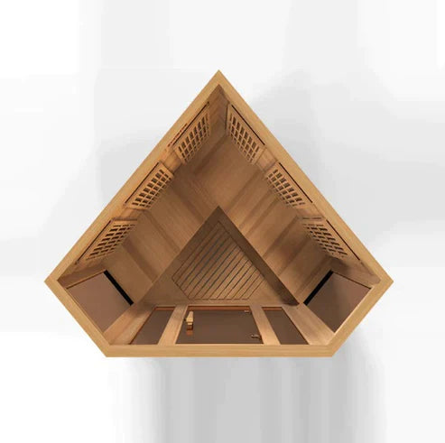 Golden Designs Maxxus 3-Person Corner Full Spectrum Near Zero EMF Under 2MG FAR Infrared Sauna Canadian Red Cedar - MX-M356-01-FS CED