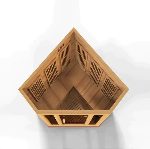 Golden Designs Maxxus 3-Person Corner Full Spectrum Near Zero EMF Under 2MG FAR Infrared Sauna Canadian Red Cedar - MX-M356-01-FS CED