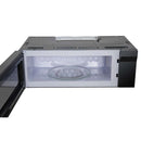 Front view of Forno Padula 30-Inch Over-the-Range Microwave with door open, showing spacious interior and stainless steel finish.