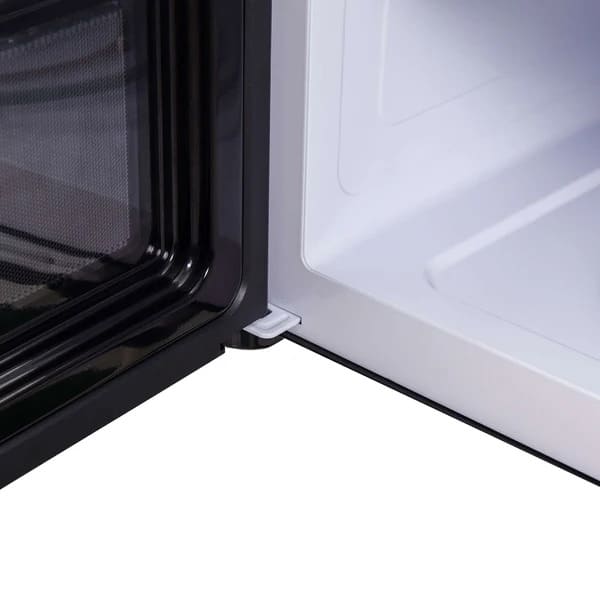 Forno Padula 30-Inch Over-the-Range Microwave showing front and side views combined, highlighting stainless steel finish and design details.