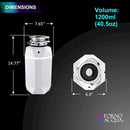 FORNO Acqua BrightDiamond 3/4HP Super Quiet Garbage Disposal Corded with Motion Sensor Cabinet Light & Pre-Wired Air Switch - MyBBQDirect
