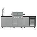 FORNO Bulnes Outdoor Kitchen 30-Inch BBQ 60,000 BTU, with Sear, Rotisserie Infrared Burners, 1.8 Cu.Ft. Beverage Center, & Black/White Countertops - MyBBQDirect