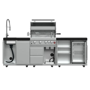 FORNO Bulnes Outdoor Kitchen 30-Inch BBQ 60,000 BTU, with Sear, Rotisserie Infrared Burners, 1.8 Cu.Ft. Beverage Center, & Black/White Countertops - MyBBQDirect