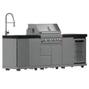 FORNO Bulnes Outdoor Kitchen 30-Inch BBQ 60,000 BTU, with Sear, Rotisserie Infrared Burners, 1.8 Cu.Ft. Beverage Center, & Black/White Countertops - MyBBQDirect