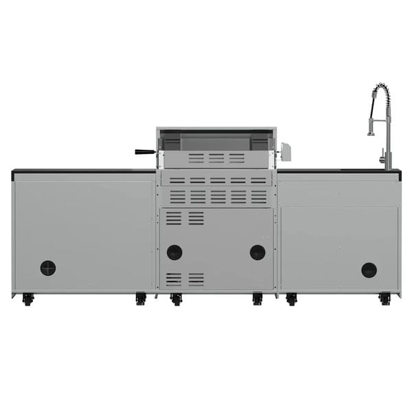 FORNO Bulnes Outdoor Kitchen 30-Inch BBQ 60,000 BTU, with Sear, Rotisserie Infrared Burners, 1.8 Cu.Ft. Beverage Center, & Black/White Countertops - MyBBQDirect