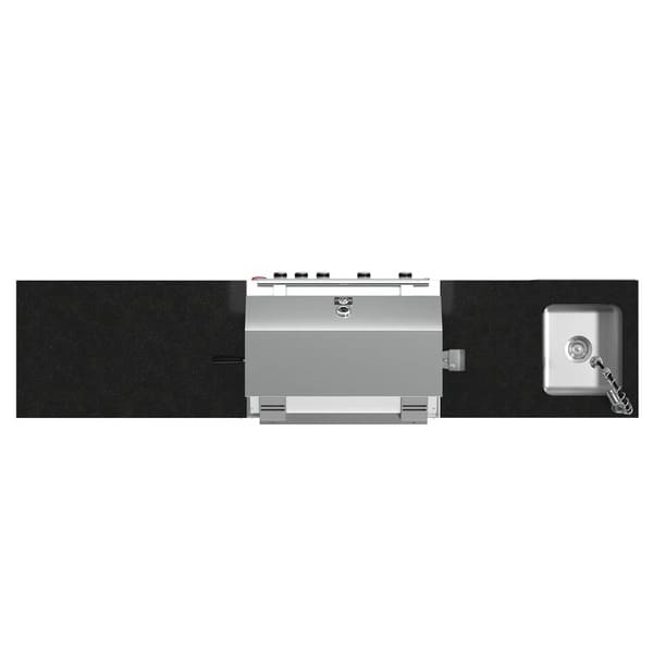 FORNO Bulnes Outdoor Kitchen 30-Inch BBQ 60,000 BTU, with Sear, Rotisserie Infrared Burners, 1.8 Cu.Ft. Beverage Center, & Black/White Countertops - MyBBQDirect