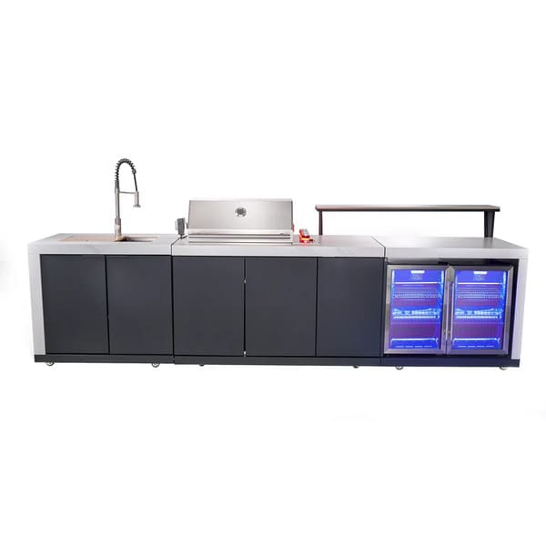 FORNO Rimini Outdoor Kitchen 30-Inch BBQ 62,000 BTU, 4.8 cu.ft. Beverage Center, Stainless Steel Sink, White Countertops FODKT2575WHT - MyBBQDirect