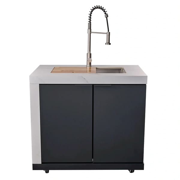 FORNO Rimini Outdoor Kitchen 30-Inch BBQ 62,000 BTU, 4.8 cu.ft. Beverage Center, Stainless Steel Sink, White Countertops FODKT2575WHT - MyBBQDirect