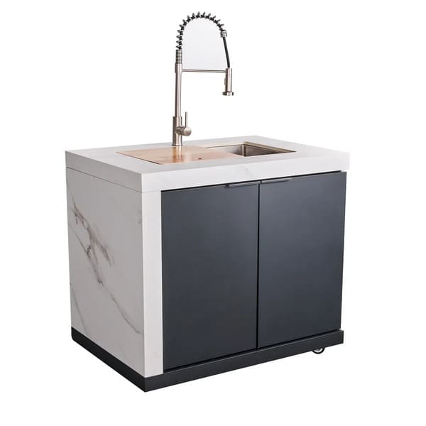 FORNO Rimini Outdoor Kitchen 30-Inch BBQ 62,000 BTU, 4.8 cu.ft. Beverage Center, Stainless Steel Sink, White Countertops FODKT2575WHT - MyBBQDirect
