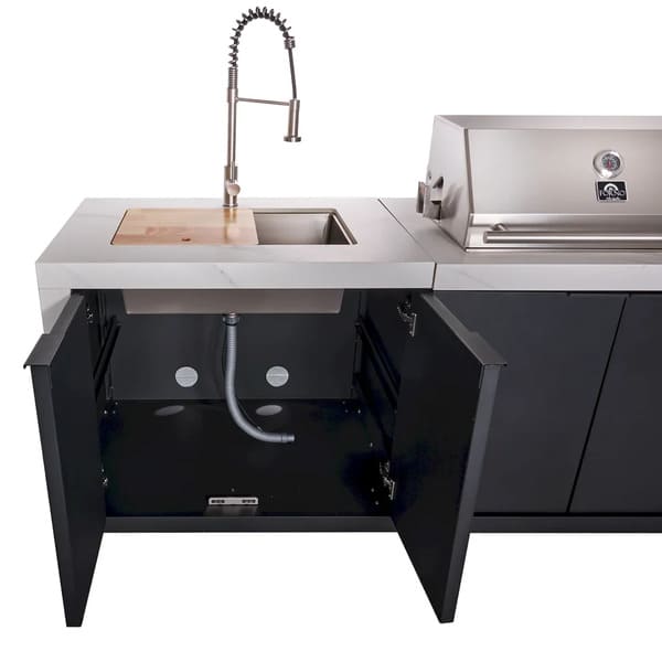 FORNO Rimini Outdoor Kitchen 30-Inch BBQ 62,000 BTU, 4.8 cu.ft. Beverage Center, Stainless Steel Sink, White Countertops FODKT2575WHT - MyBBQDirect