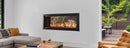 Monessen Artisan 48-inch see-through vent-free fireplace connecting indoor and outdoor spaces