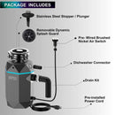 FORNO Acqua BrightDiamond 1HP Super Quiet Garbage Disposal Corded with Motion Sensor Cabinet Light & Pre-Wired Air Switch