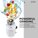 FORNO Acqua BrightDiamond 1HP Super Quiet Garbage Disposal Corded with Motion Sensor Cabinet Light & Pre-Wired Air Switch