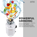 FORNO Acqua BrightDiamond 3/4HP Super Quiet Garbage Disposal Corded with Motion Sensor Cabinet Light & Pre-Wired Air Switch - MyBBQDirect
