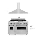 ZLINE 48" Kitchen Package with Stainless Steel Dual Fuel Range and Convertible Vent Range Hood (2KP-RARH48)