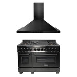 ZLINE 48" Kitchen Package with Black Stainless Steel Dual Fuel Range and Convertible Vent Range Hood (2KP-RABRH48)